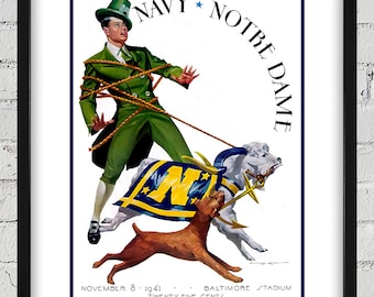 1941 Vintage Notre Dame - Navy Football Program Cover - Digital Reproduction