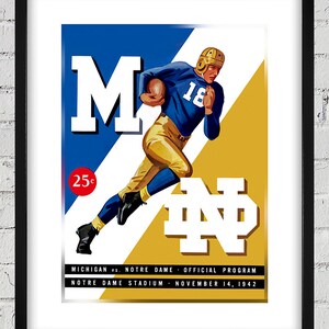 1942 Vintage Michigan Wolverines - Notre Dame Fighting Irish Football Program Cover - Digital Reproduction