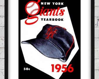 1956 Vintage New York Giants Baseball Yearbook Cover - Digital Reproduction