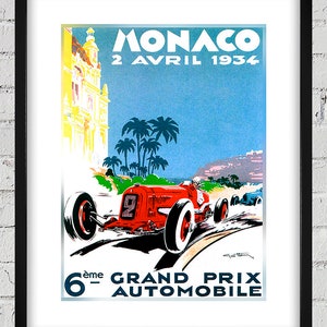 1934 Vintage Monaco Racing Poster - Digital Reproduction