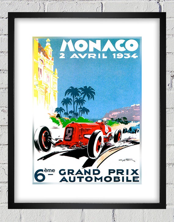 1934 Vintage Monaco Racing Poster - Digital Reproduction