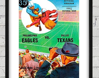 1952 Vintage Philadelphia Eagles - Dallas Texans Football Program - Digital Reproduction