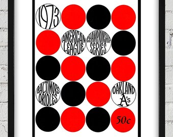 1973 Vintage Oakland A's - Baltimore Orioles ALCS Playoff Program Cover - Digital Reproduction