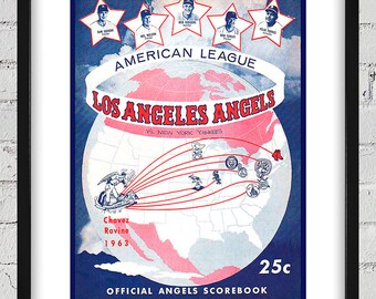 1963 Vintage Los Angeles Angels Baseball Program Cover - Digital Reproduction