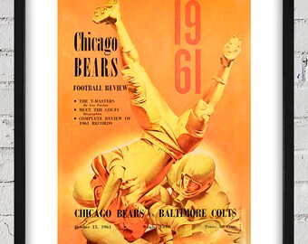 1961 Vintage Chicago Bears - Baltimore Colts Football Program Cover - Digital Reproduction