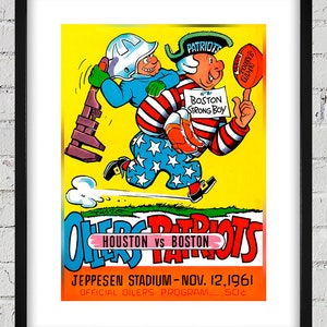 1961 Vintage Boston Patriots - Houston Oilers Football Program Cover - Digital Reproduction