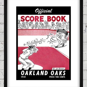 1950 Vintage Oakland Oaks - Pacific Coast League Baseball Program Cover - Digital Reproduction