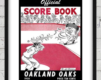 1950 Vintage Oakland Oaks - Pacific Coast League Baseball Program Cover - Digital Reproduction