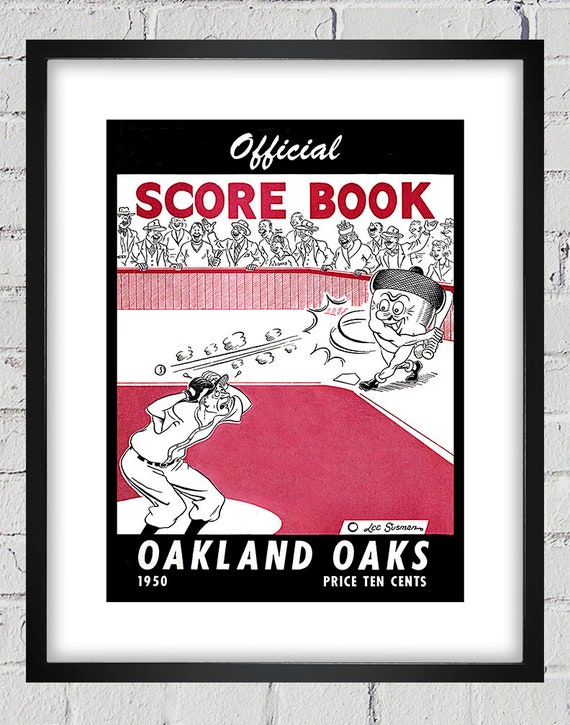 1950 Vintage Oakland Oaks - Pacific Coast League Baseball Program Cover - Digital Reproduction