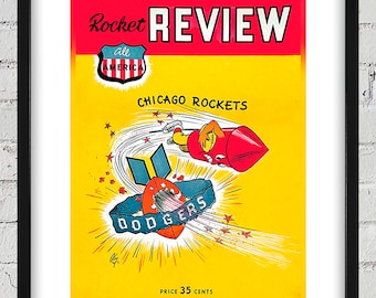 1948 Vintage Brooklyn Dodgers - Chicago Rockets Football Program Cover - Digital Reproduction