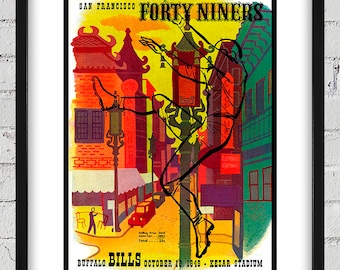 1949 Vintage Buffalo Bills - San Francisco 49ers Football Program Cover - Digital Reproduction