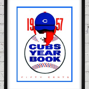 1957 Vintage Chicago Cubs Baseball Yearbook Cover - Digital Reproduction