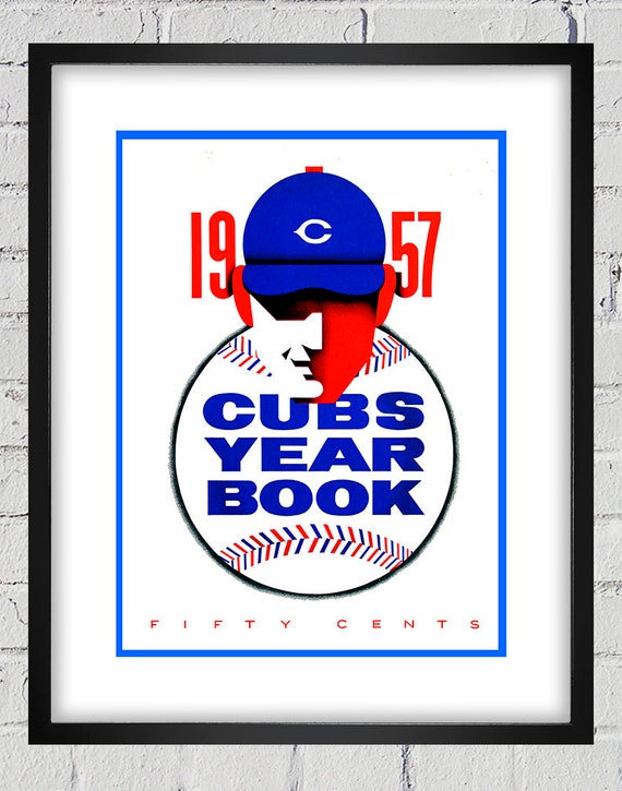 1957 Vintage Chicago Cubs Baseball Yearbook Cover - Digital Reproduction