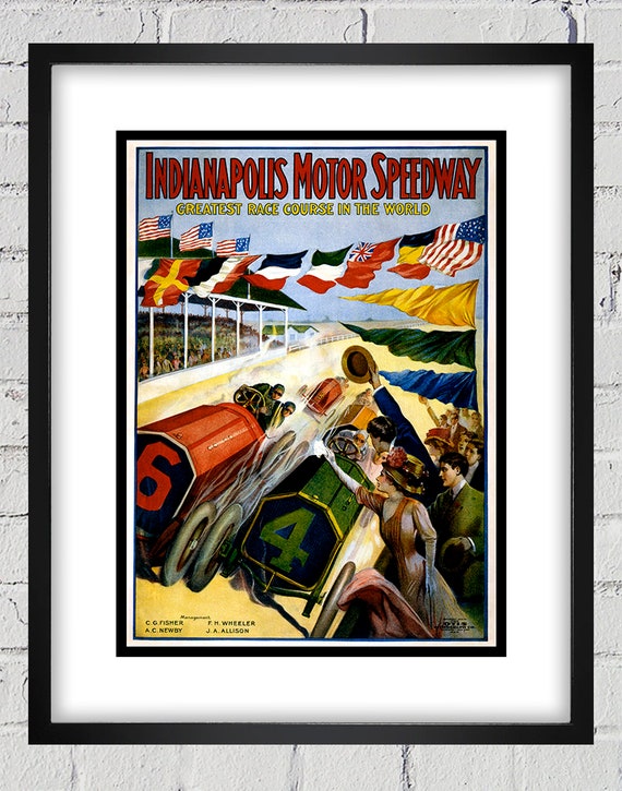 1909 Vintage Indianapolis 500 Racing Poster - Digital Reproduction