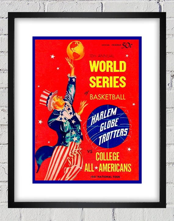 1961 Vintage World Series of Basketball - Harlem Globetrotters Basketball Program Cover - Digital Reproduction