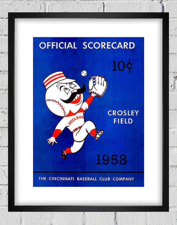 1958 Vintage Cincinnati Reds Baseball Scorecard Cover - Digital Reproduction