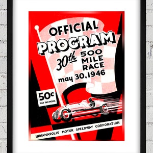 1946 Vintage Indianapolis 500 Racing Program Cover - Digital Reproduction