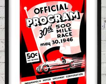 1946 Vintage Indianapolis 500 Racing Program Cover - Digital Reproduction