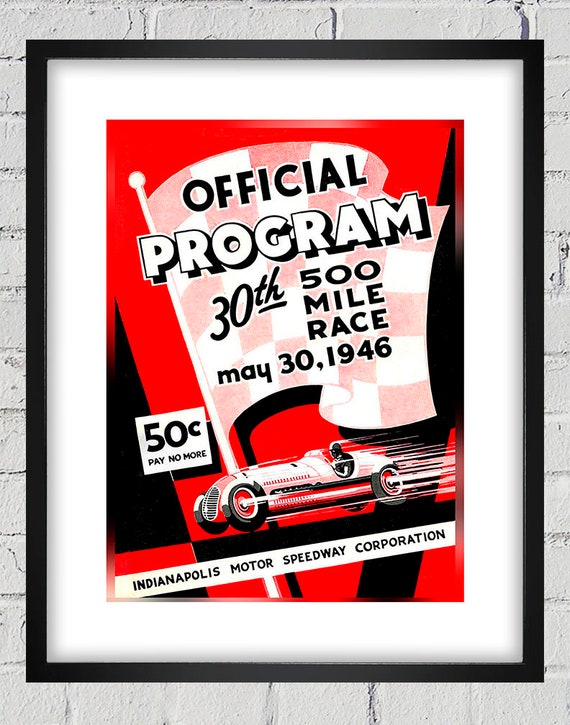 1946 Vintage Indianapolis 500 Racing Program Cover - Digital Reproduction