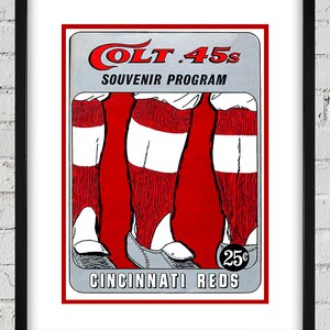 1963 Vintage Houston Colt .45's - Cincinnati Reds Baseball Program Cover - Digital Reproduction