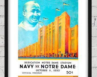 1930 Vintage Navy - Notre Dame Football Program Cover - Digital Reproduction
