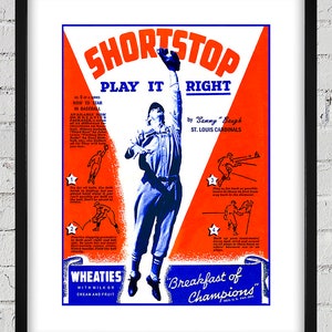 1938 Vintage Wheaties Cereal Box - Shortstop - Play it Right - Digital Reproduction
