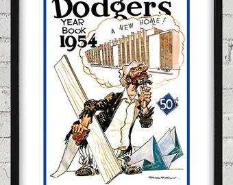 1954 Vintage Brooklyn Dodgers Yearbook Cover - Digital Reproduction