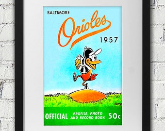 1957 Vintage Baltimore Orioles Program Cover- Digital Reproduction
