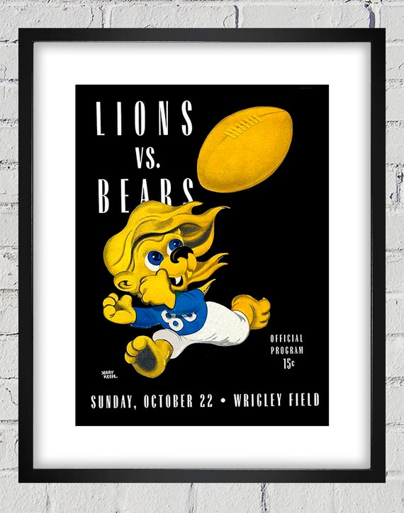 1944 Vintage Detroit Lions - Chicago Bears Football Program Cover - Digital Reproduction