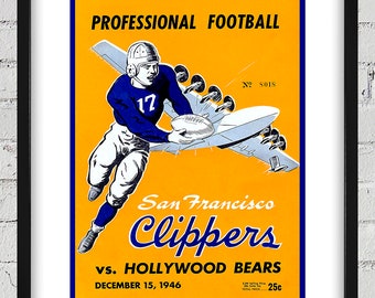 1946 Vintage San Francisco Clippers - Hollywood Bears Program Cover - Digital Reproduction