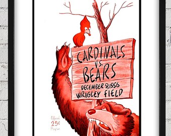 1956 Vintage Chicago Cardinals - Chicago Bears Football Program Cover - Digital Reproduction