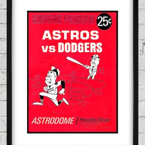 1966 Vintage Houston Astros - Los Angeles Dodgers Program Cover - Digital Reproduction