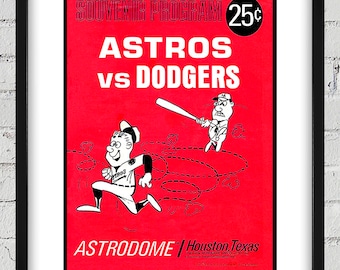 1966 Vintage Houston Astros - Los Angeles Dodgers Program Cover - Digital Reproduction