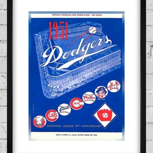 1951 Vintage Brooklyn Dodgers Baseball Program Cover - Digital Reproduction