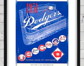 1951 Vintage Brooklyn Dodgers Baseball Program Cover - Digital Reproduction