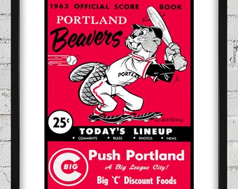 1963 Vintage Portland Beavers Scorebook Cover - Digital Reproduction