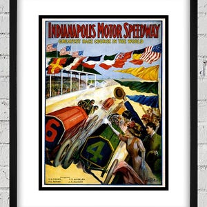 1909 Vintage Indianapolis 500 Racing Poster - Digital Reproduction