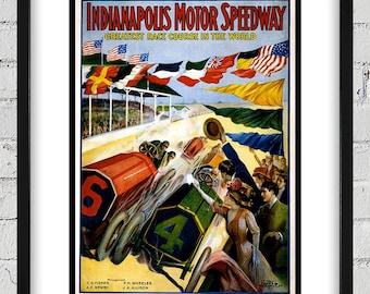 1909 Vintage Indianapolis 500 Racing Poster - Digital Reproduction