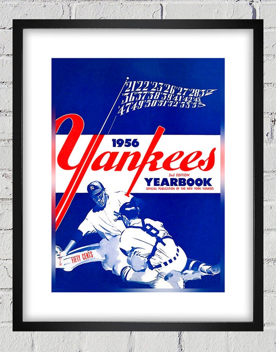 1956 Vintage New York Yankees Yearbook Cover - Digital Reproduction