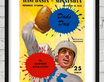 1949 Vintage Wisconsin - Minnesota Football Program Cover - Digital Reproduction