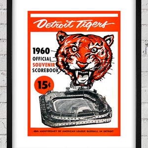1960 Vintage Detroit Tigers - Tiger Stadium Program Cover - Digital Reproduction