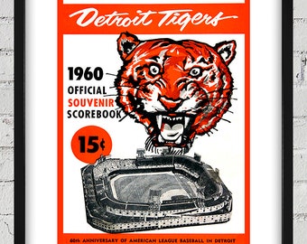 1960 Vintage Detroit Tigers - Tiger Stadium Program Cover - Digital Reproduction