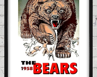 1958 Vintage Chicago Bears Football Yearbook Program Cover - Digital Reproduction