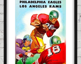 1950 Vintage Philadelphia Eagles - Los Angeles Rams Football Program Cover - Digital Reproduction