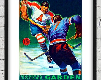 1941-1942 Vintage Brooklyn Americans Hockey Program Cover -  Digital Reproduction
