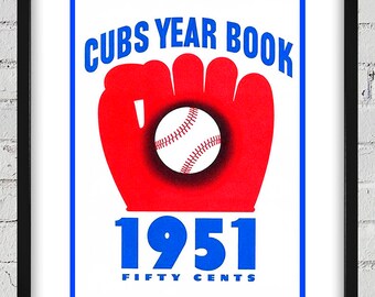 1951 Vintage Chicago Cubs Baseball Year Book Cover - Digital Reproduction