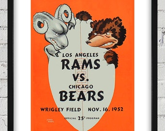 1952 Vintage Chicago Bears - Los Angeles Rams Football Program Cover - Digital Reproduction