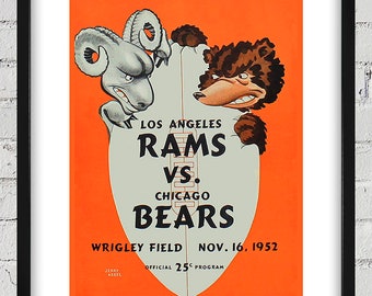 1952 Vintage Chicago Bears Los Angeles Rams Football Program 