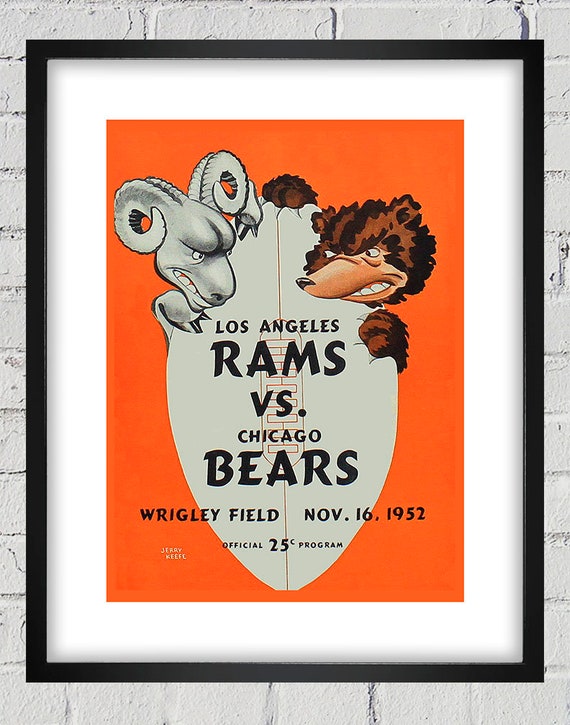 1952 Vintage Chicago Bears - Los Angeles Rams Football Program Cover - Digital Reproduction