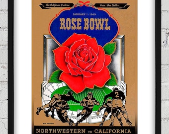 1949 Vintage Rose Bowl - Northwestern Wildcats - California Bears Football Program Cover - Digital Reproduction